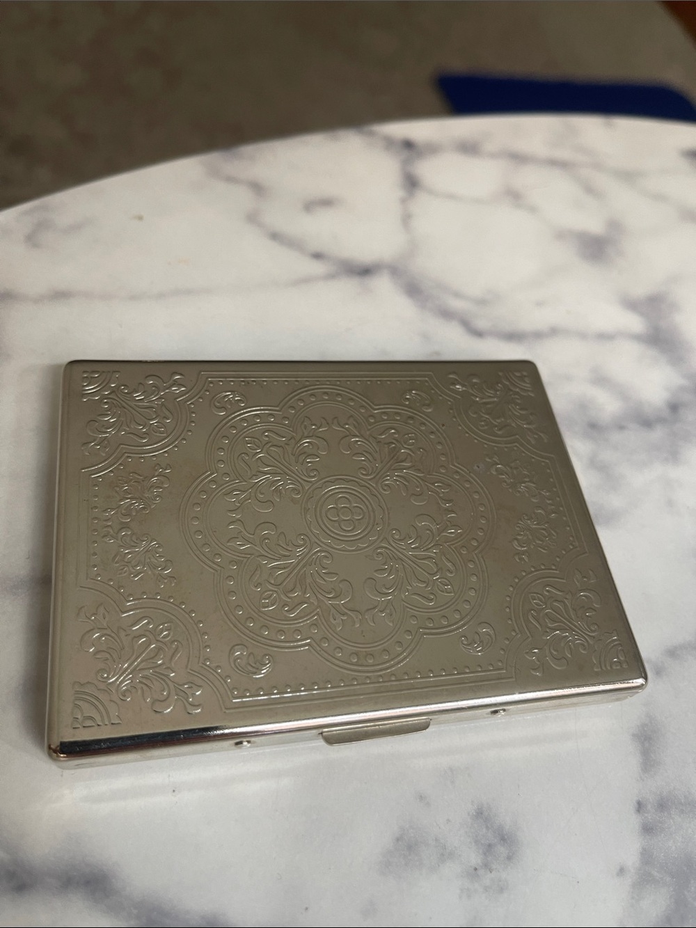 Engraved Metal Compact Cigarette Case- Silver (Made in Japan)
